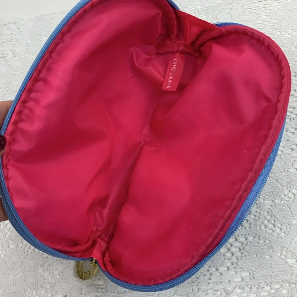 Lilly Pulitzer for Estée Lauder Cosmetic bag pouch gold Zip Close Pink lined